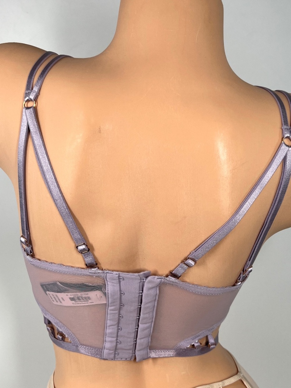 Victoria's Secret Very Sexy Long Line Lilac Lace Bustier Bra 32D NEW - Picture 5 of 16